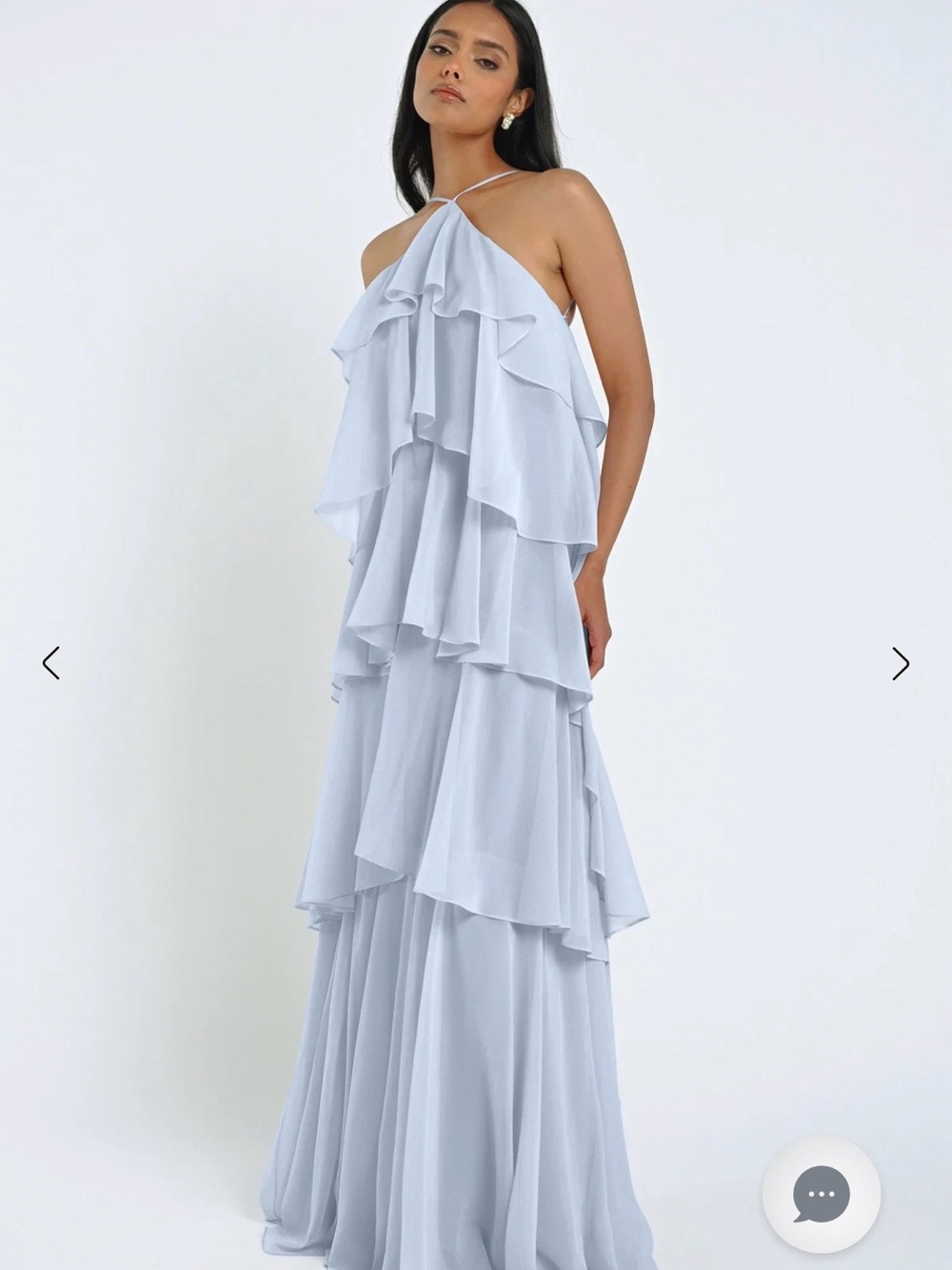 Jenny Yoo One-Shoulder Ruffle Gown - Pale Blue